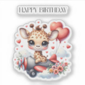 Sticker Anniversaire Pilote Girafe (Devant)