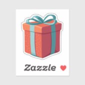 Sticker Anniversaire présent avec bleu Bow (Feuille)