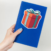 Sticker Anniversaire présent avec bleu Bow