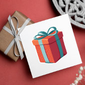 Sticker Anniversaire présent avec bleu Bow