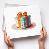 Sticker Anniversaire présent avec Orange Bow