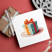 Sticker Anniversaire présent avec Orange Bow