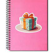 Sticker Anniversaire présent avec Orange Bow