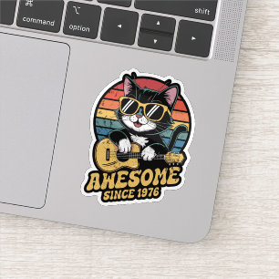 Sticker Anniversaire Rétro 1976 50 ans Amoureux des Chats