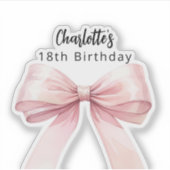 Sticker Anniversaire rose blanc élégant (Devant)