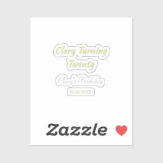 Sticker Anniversaire vingt ans vert gris pastel rétro