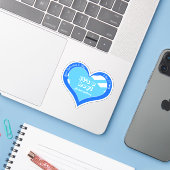 Sticker Annonce Bébé Cœur Bleu (Ordinateur portable avec iPhone)