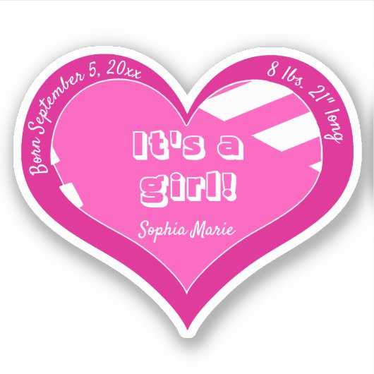 Sticker Annonce de bébé coeur rose (Devant)
