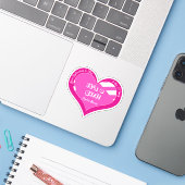Sticker Annonce de bébé coeur rose (Ordinateur portable avec iPhone)
