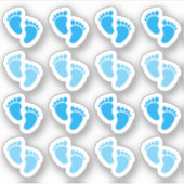 Sticker Annonce de naissance de bébé garçon empreinte bleu (Devant)