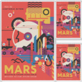 Sticker Annonce de voyage Sci-Fi, Planète Mars (Devant)