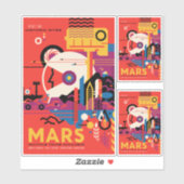 Sticker Annonce de voyage Sci-Fi, Planète Mars (Feuille)
