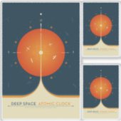 Sticker Annonce Sci-Fi, Horloge Atomique Orange, Espace Pr (Devant)