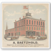 Sticker Annonce Vintage D'Août Baetzhold, Vins & Liqueurs (Devant)