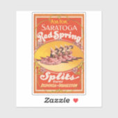 Sticker Annonce Vintage Pour Saratoga Red Spring Splings (Feuille)