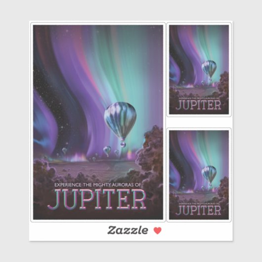 Sticker Annonce Voyage Sci-Fi, Planet Jupiter (Feuille)