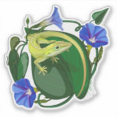 Sticker Anolis vert avec Ipomée (Devant)