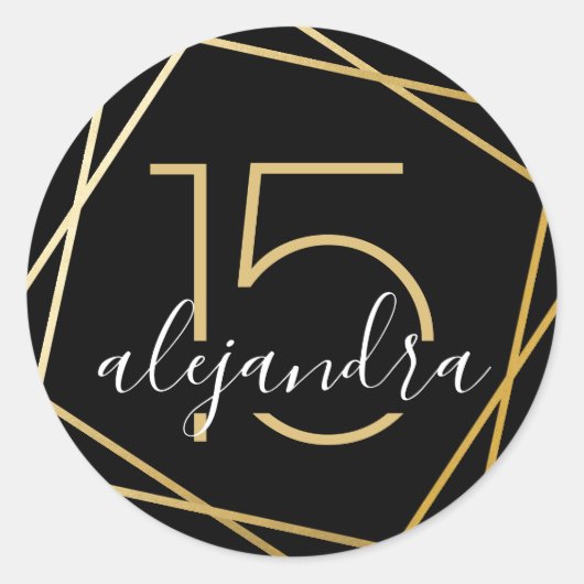 Sticker Años Géométrique en or noir (Devant)
