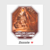 Sticker Antelope Canyon Arizona Travel Emblem (Feuille)