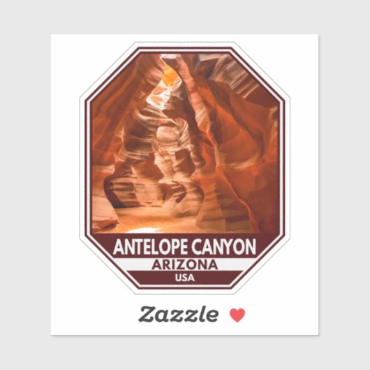Sticker Antelope Canyon Arizona Travel Emblem (Feuille)