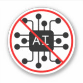 Sticker Anti AI Zero Aucune intelligence artificielle (Devant)