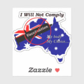 Sticker Anti Vax My Body Mon choix Drapeau Australien (Feuille)