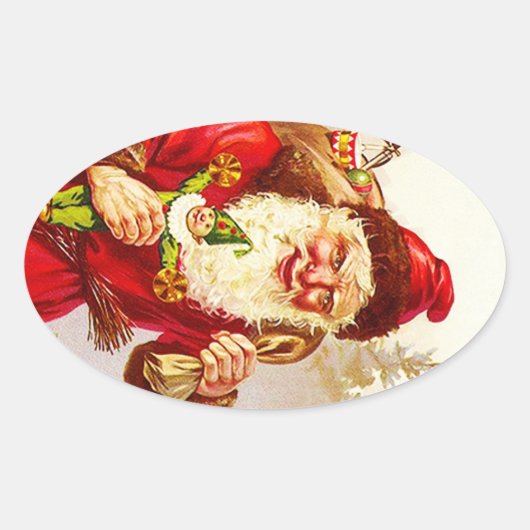 Sticker Antiek Evergreen Forest Santa Christmas (Voorkant)