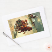 Sticker Antiek Kerst Gr Een Paard Open Sleigh (Envelop)