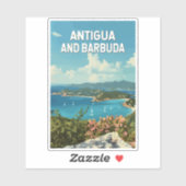 Sticker Antigua-et-Barbuda Illustration Voyage Art Retro (Feuille)