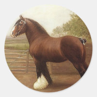 Sticker Antique Bay Clydesdale Draft Horse Parade