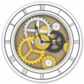 Sticker Antique Clockface avec Trompe L'oeil Gears Decal (Devant)