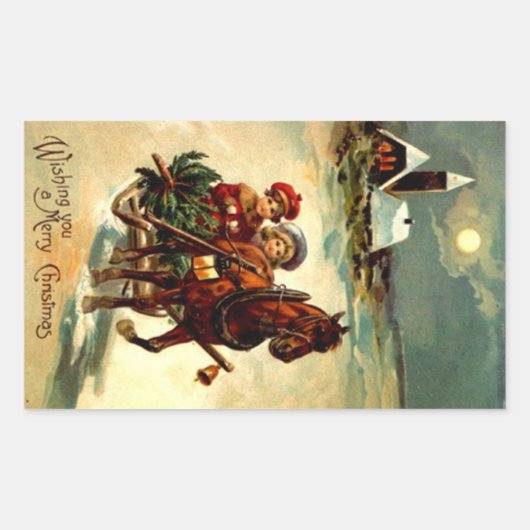 Sticker Antique Noël Gr One Horse Open Sleigh (Devant)