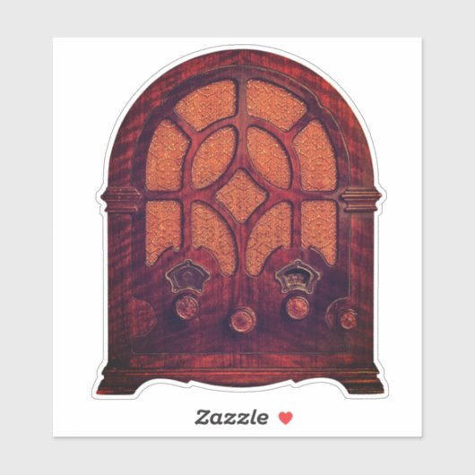 Sticker Antique radio bois élégant art déco cathédrale (Feuille)