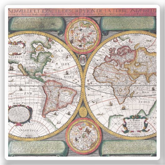 Sticker Antique vieille carte inspirée (12) (Recto)