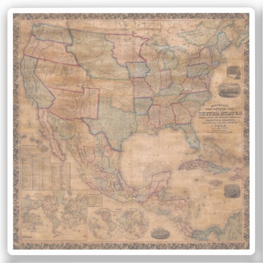 Sticker Antique vieille carte inspirée (13) (Recto)