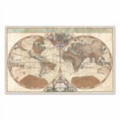 Sticker antique vintage 1691 Sanson carte du monde (Devant)