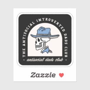 Sticker Antisocial pads club introverti cowboy papa drôle