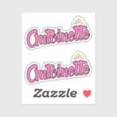 Sticker Antoinette rose Nom x2 Vinyl (Feuille)