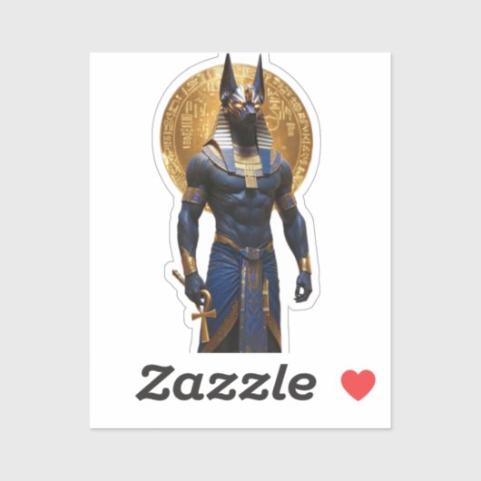 Sticker Anubis le Protecteur – Corps entier avec Ankh (Feuille)