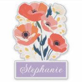 Sticker Août Fleur de naissance Nom personnalisé (Devant)