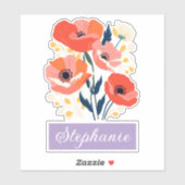 Sticker Août Fleur de naissance Nom personnalisé (Feuille)