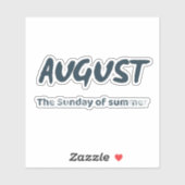 Sticker Août – Le dimanche d'été Citation de typographie (Feuille)