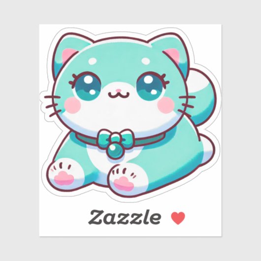 Sticker Aphmau Kim, YT, Meemeows, Chat mignon, Cyan, Stick (Feuille)
