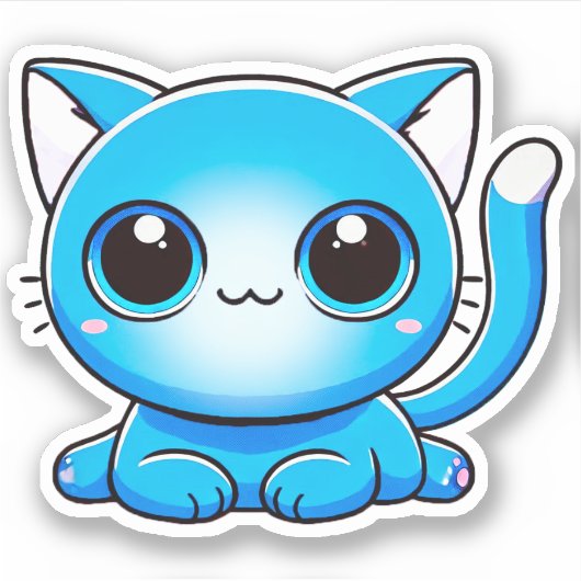 Sticker Aphmau, Pierce, Meemeows, Chat mignon, Bleu, Stick (Devant)