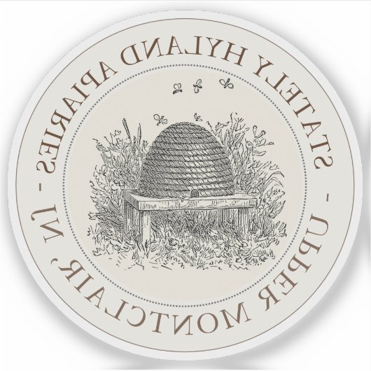 Sticker Apiary Car Decal Skep on Pale Ivory (Devant)