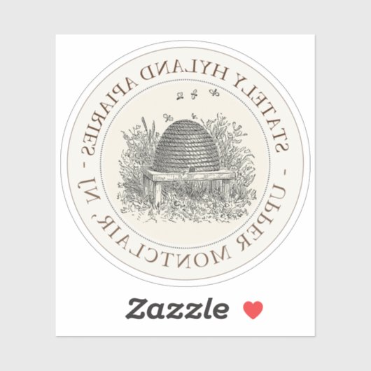 Sticker Apiary Car Decal Skep on Pale Ivory (Feuille)