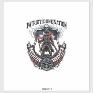 Sticker Apocalypse de Zombies Guerrier Patriotique Fou Rou