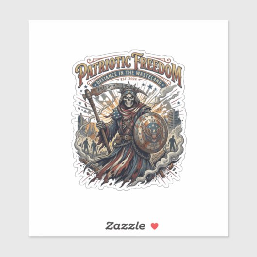 Sticker Apocalypse Zombie Faucheuse Liberté Apocalyptique  (Feuille)