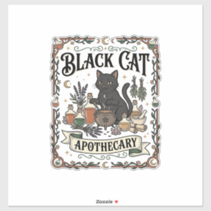 Sticker Apothicaire Chat Noir Chat Sorcière Mystique Apoth