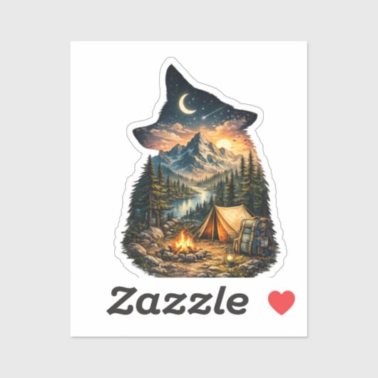 Sticker Appel de la nature-Aventure de camping (Feuille)
